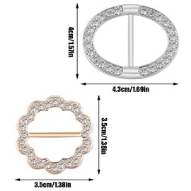 4 Pcs Scarf Rings Buckle for Women Shiny Metal T-Shirt Clips Durable Rhinestone Scarf Clip for Women Girls Clothes Decorative Accessories