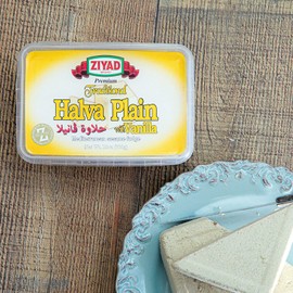 Ziyad Traditional Mediterranean Sesame Fudge Halva, Vanilla, 100% All-Natural, Additives No Preservatives, 25 oz