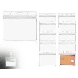 AOYEGIC Pack of 10 ID Covers, Transparent Card Sleeves, Waterproof Protective Case, Name Plates, Flexible Name Plates, Card Holder, Service ID Card Case, for School ID Card (85 x 100 mm)