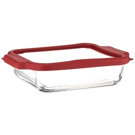 Anchor Hocking 8-InchSquare Glass Baking Dish with TrueFit Cherry Lid -