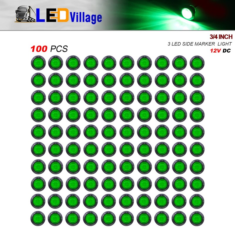 Ledvillage 100 Pcs 3/4 Inch Mini Round Green LED Bullet