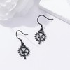PROESS Black Ankh Cross Earrings 925 Sterling Silver Ankh Dangle