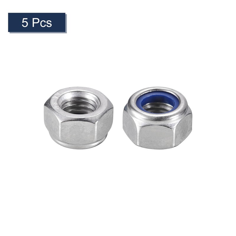 sourcing map 5Pcs M14 x 2 Nylon Insert Hex Lock