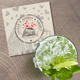 Unbranded Athens Greece Grunge 4'' X 4'' Square Wooden Coaster