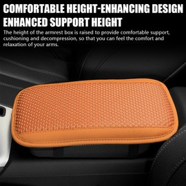 CGEAMDY Leather Car Centre Console Armrest Cushion, Four Seasons Universal Car Centre Armrest Cover, Breathable Car Centre Console Cushion (Brown)