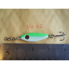 HOME MADE 24 PCS. SHAD JIG/SPOON LURE BAIT 3/4, 1, 1-1/2 OZ. 8 EA. GREEN/WHITE/HOOK/SWIVEL