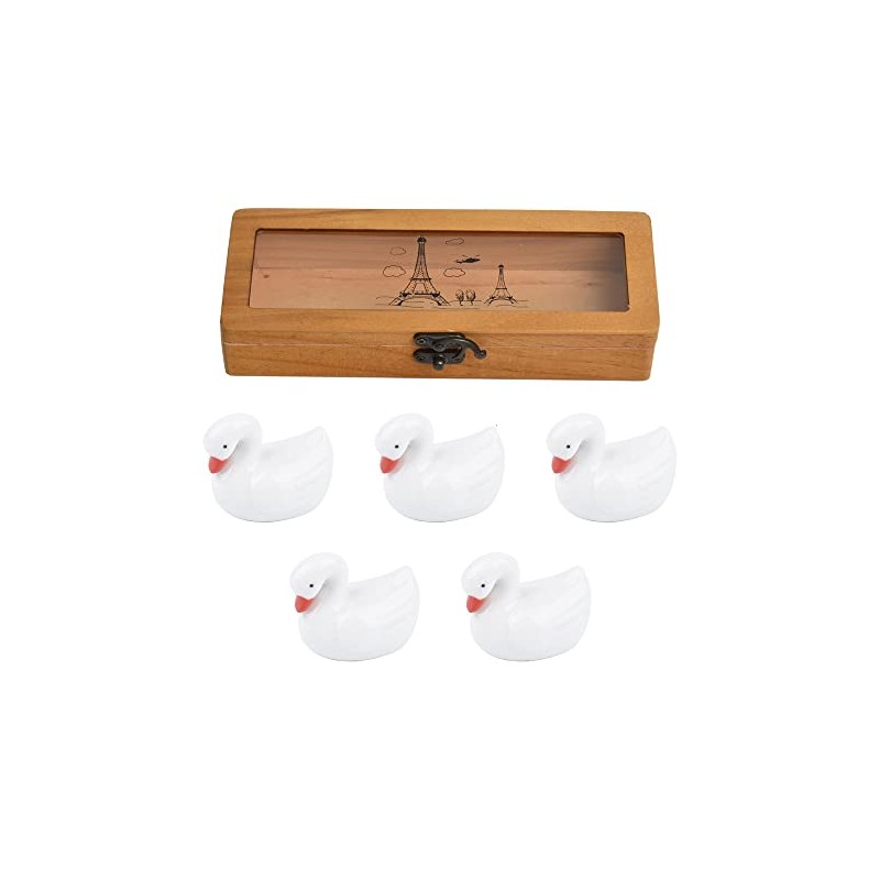 GSHOPVV 5 Pcs White Swan in Box Set Ceramic Chopsticks