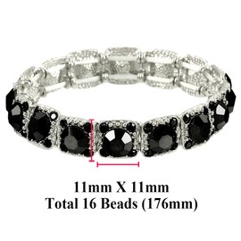 Falari Crystal Stretch Bracelet Wedding Bracelet (Black)