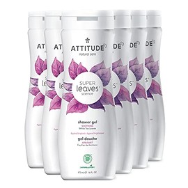 ATTITUDE Body Wash, EWG Verified, Plant- and Mineral-based Ingredients, Vegan and Cruelty-free Shower Soap, White Tea Leaves, 16 Fl Oz (Pack of 6) (11297)