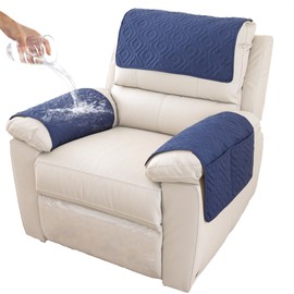 GYHH Armrest Covers, Armrest Protector, Sofa Armrest Headrest Cover for Armchair, Armrest Cover, Armchair Cover, Non-Slip, Quilted Furniture Protection (Navy, 1-Seater Lounger, Pack of 3)