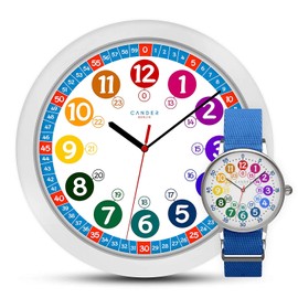Cander Berlin MNU 1030 Children's Wall Clock and MNA 1030 J Wrist Watch Children's Watch Children's Watch Learning Clock Boys