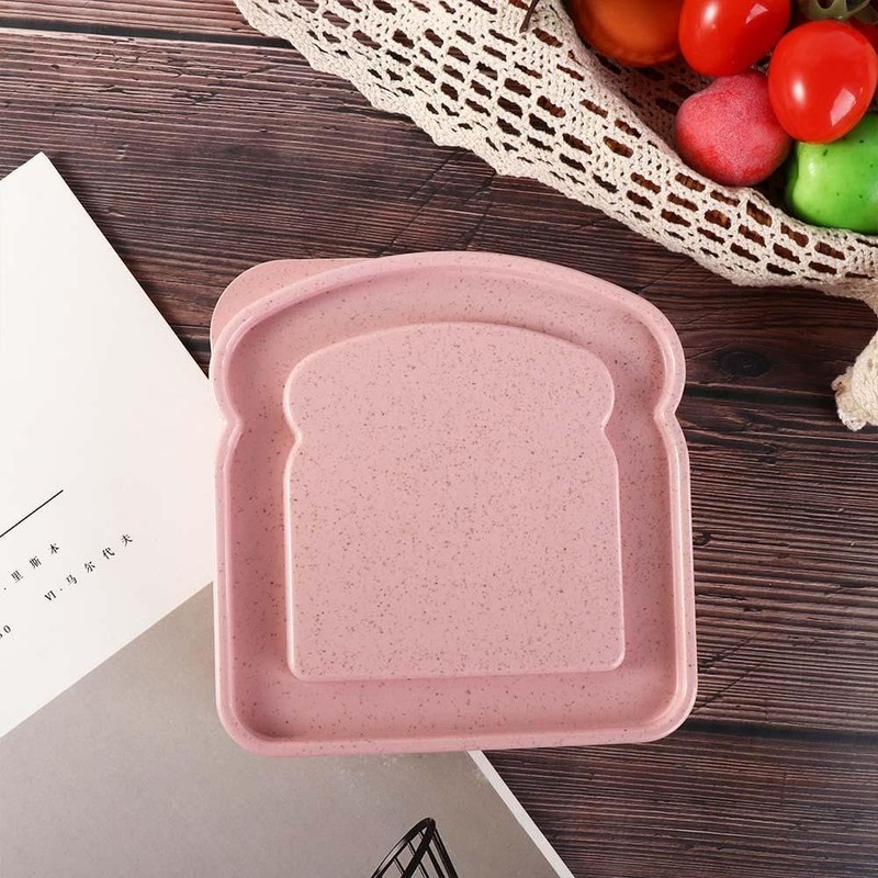 WLngtv Pink Sandwich Containers, Toast Shape Sandwich Box Food Storage