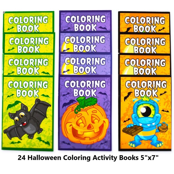 Neliblu Halloween Character Fun Coloring Activity Books Halloween Treats for Treat or Treaters, Halloween Party Supplies Non Candy Halloween Treat Alternative (Pack of 24)