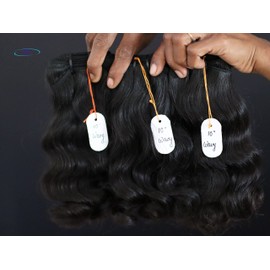 IDM 10” wavy 3 bundles 100% Natural Indian virgin temple raw hair weft bundle