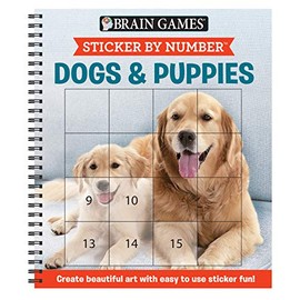 Brain Games - Sticker by Number: Dogs & Puppies (Easy - Square Stickers): Create Beautiful Art With Easy to Use Sticker Fun!