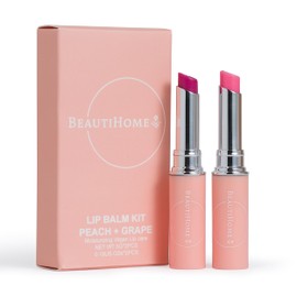 BeautiHome Tinted Lip Balm set of 2- Highly Pigmented Vegan Lip Tint Balm for Women, Moisturizing & Nourishing Formula with Vitamin E - Long Lasting - No Parabens, Sulfates or Phthalates, Peach