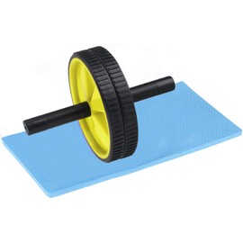 TNP Accessories Double Abdominal Exercise Roller Wheel with Knee Mat (Yellow)