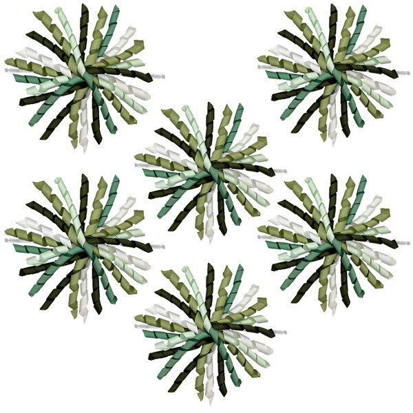 6 Counts Gradient Green Curly Bows for Gift Wrapping, Self