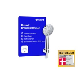 Duravit Universal Shower Set, Water-Saving Hand Shower Round (Diameter 110 mm), Wall Connection Elbow, Flexible Shower Hose, Chrome