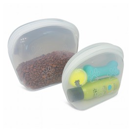 SnapPack Premium Silicone Reusable Pet Storage Stand-Up Bags, Pet Duo Set, Microwave, Dishwasher, Oven and Freezer Safe, BPA Free, Leak-free, and Eco-friendly |1000ml & 2000ml Set (Clear)