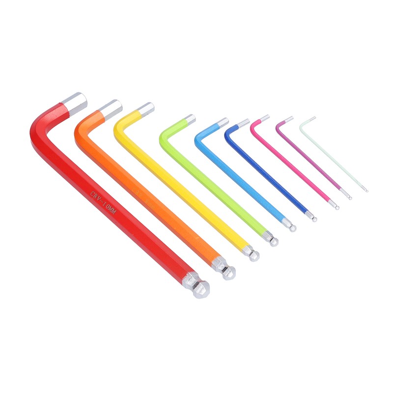 9Pcs Hex Wrench Ball End Colourful Long Arm Metal Key