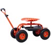 Rolling Garden Cart Seat with Wheels and Tool Tray, Garden