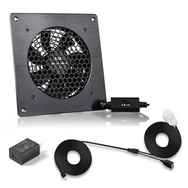 SCCCF 120mm USB Quiet Cabinets Cooling Fan System 6" With 30°C fixed thermostat control, for Home Theater AV Cabinets,Plant house, pet kennel. (Temperature Control 120mm Fan)