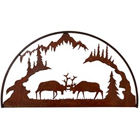 7055 Inc Fighting Elk Hoop Metal Decor, Rust