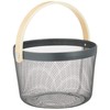 Daikai Linie Storage Iron Basket Wood Handle Round Gray