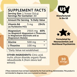 PYM Mood Magnesium Powder (30-Servings) Magnesium Glycinate, L-Threonate & Malate Powder | Aid & Mood Support Supplement for Stress