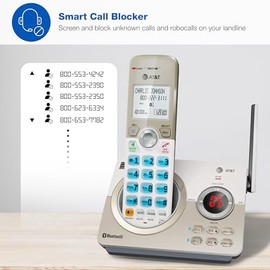 AT&T DL72219 DECT 6.0 - Teléfono inalámbrico de 2 Auriculares para el hogar con conexión a la célula, Bloqueo de Llamadas, visualización retroiluminada de 1.8 Pulgadas, Botones Grandes,