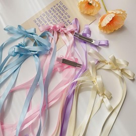 Shefun JP300 Ribbon Hair Clip, Small 1.8 inches (4.5 cm), Hair Pin, Small Hair Ribbon, Thin Bow, Hair Ornament, Twin Tail, Hair Clip, Length 13.8 inches (35 cm), Ribbon, Hair Access, Clip, Mini, White