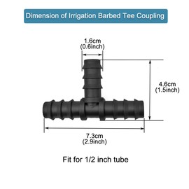 LICQIC 13 mm (1/2 Inch) Pipe/Hose Irrigation Connectors, Garden Irrigation Fittings, Soaker Hose Connectors, 8 Pcs Tee