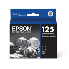 Epson 125 DURABrite Ultra Ink Standard Capacity Black Cartridge (T125120-S) Works with Stylus NX-125, NX-127, NX-130, NX-230, NX-420, NX-530, NX-625, Workforce WF-320, WF-323, WF-325, WF-520