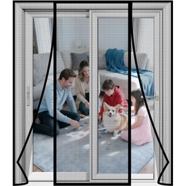 DIGDRAM Magnetic Screen Door - Upgraded Heavy Duty PET Screen Door Mesh, Double Door Screen for French/Sliding Patio Door, Hands-Free Magnetic Closure, Fit Door Size 72" x 80" (Screen Size 74" x 82")