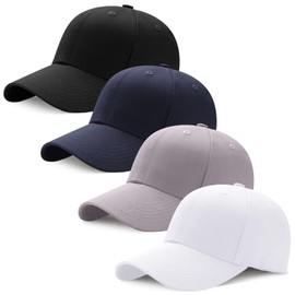 ViEinkaufen 4 Pack Baseball Caps with Adjustable Buckle Golf Cap Cotton for Men Women Running,Gym,Fashion,Office and Outdoor