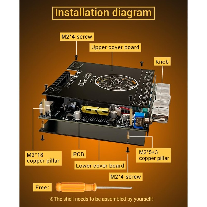 Snblzhef -Dam L1 Bluetooth Power Amplifier Board Stereo 2X220W+350W Bluetooth