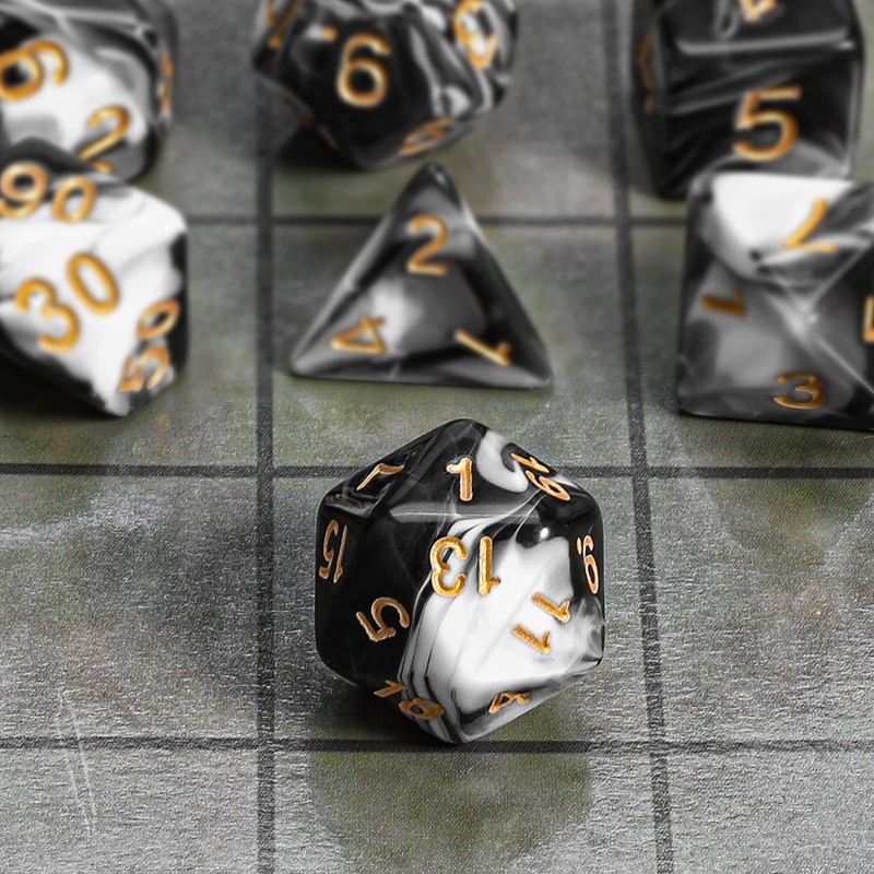 CiaraQ DND Polyhedral Dice Set with a Black Dice Bag
