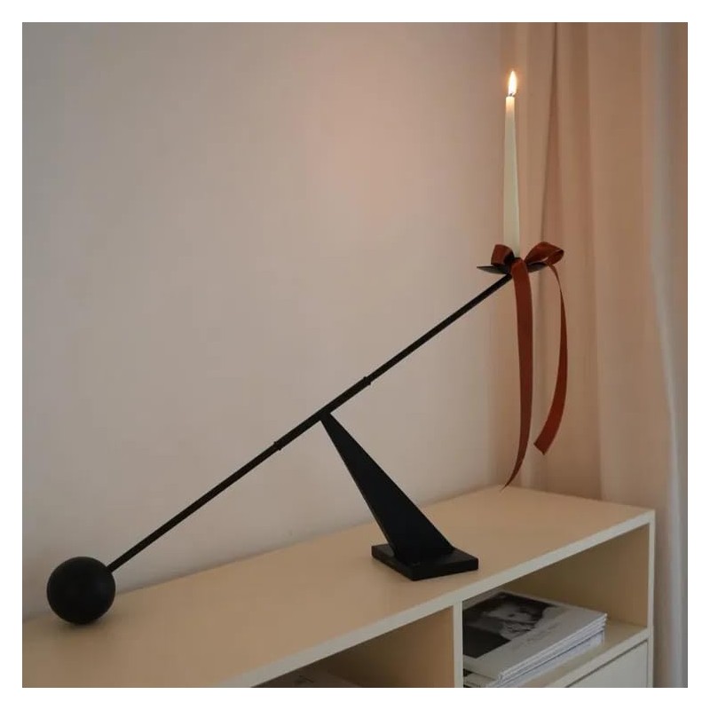 Remenna Black Metal Modern Candle Holder Candlestick Holders Decorative Candle