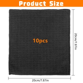 NINGYER Pack of 10 Microfibre Cloths, 20 x 20 cm Microfibre Cloth, Black, Absorbent Lint-Free Barista Cloth, Microfibre Cloth for Kitchen/Window Glass/Bathroom/Car/Cafe