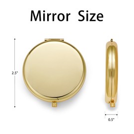 QUSTGO Compact Mirror, Pocket Travel Makeup Mirror for Purse, Metal Round Shell, 2-Sided 1X/2X Magnifying, Portable, Folding, Handheld, Gold, 6 Pack