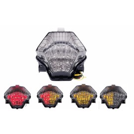 Fit For Yamaha 2015-2017 FZ07；2014-2017 MT-07; 2015-2017 YZF-R25; 2015-2022 YZF-R3/ ABS; Rear Lamp Brake Tail Light with Integrated Turn Signal Indicators (Smoke, Style2 LED Flash)