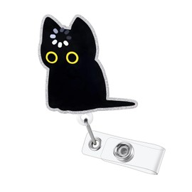 Teeglow Funny Nurse Badge Reel, Black Cat Loading Badge Reels with Retractable Clip, Cute Cat Holder for RN LPN CNA Medical Worker Teacher Funny Nursing Student Office Gifts Accessories