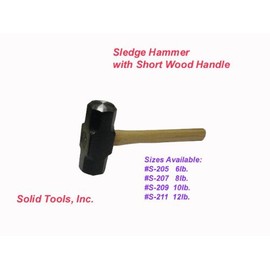Solidtools 10 Lb. Sledge Hammer with 16" Short Wood Handle