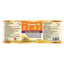 Herba K2 D3 Vitamin Supplement with Boron and Silica – 120 Capsules | Vitamin D3 K2 with Boron Supplement for Men and Women | Vitamin K2 MK-7 and Vitamin D3 1000 IU | Helps Build Strong Bones and Teeth