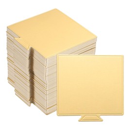 uxcell 100pcs Mini Cake Boards, Mousse Cake Cardboards Square Cake Bases Plates Cupcake Dessert Displays Base Tray for Cakes, Pastries, Dessert Base - Grease Proof (Gold)