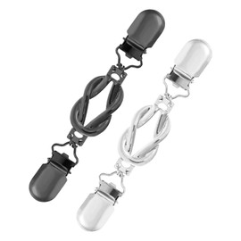 Pack of 2 Cardigan Clips, RCA Clip, Metal Waist Clip, Clips for Clothes, Attractive Cardigan Clips for Sweaters, Dresses, Cardigans, Shirts, Scarves, Scarves (Silver + Gun Black)
