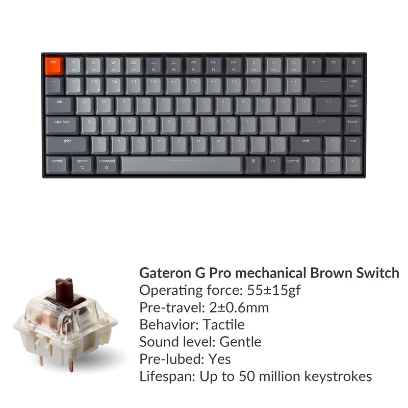 Keychron K2 75% Layout RGB Bluetooth Wireless Mechanical Keyboard with