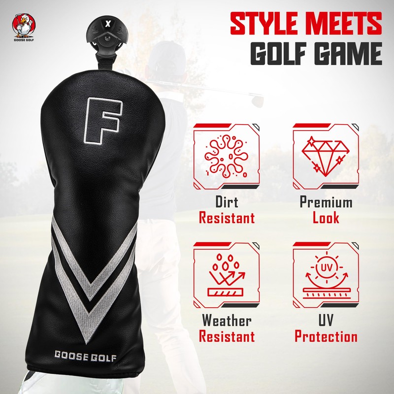 Golf Headcovers for Driver, Wood and Hybrid - Compatible with