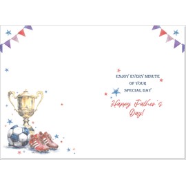 doodlecards Fathers Day Card Footballer's Trophy Medium Size with Plain Envelope